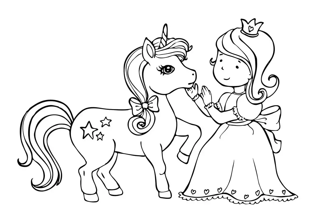 Einhorn mit Prinzessin Ausmalbild