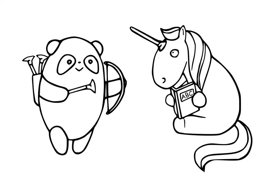 Einhorn-Pferd mit Panda Ausmalbild